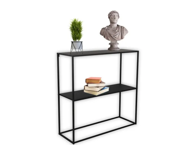 Konsolentisch ALEXIS - Beistelltisch rechteckig aus Metall Schwarz 80x80cm