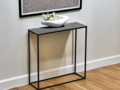 Konsolentisch ANNI aus Metall in Schwarz Silber, Breite 80cm