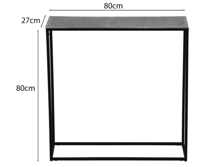 Konsolentisch ANNI aus Metall in Schwarz Silber, Breite 80cm