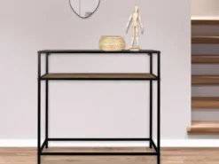 Konsolentisch AVELIN in Holzoptik und Schwarz, Breite 80cm