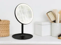 Kosmetikspiegel ELARA mit LED Beleuchtung in Schwarz, Höhe 28,5cm