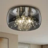 Kristall Deckenleuchte CRYSTEL Glas Chrom verspiegelt & Rauchglas Optik, Ø 34cm