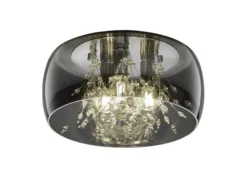 Kristall Deckenleuchte CRYSTEL Glas Chrom verspiegelt & Rauchglas Optik, Ø 34cm