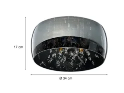 Kristall Deckenleuchte CRYSTEL Glas Chrom verspiegelt & Rauchglas Optik, Ø 34cm