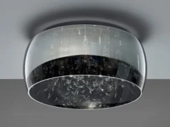 Kristall Deckenleuchte CRYSTEL Glas Chrom verspiegelt & Rauchglas Optik, Ø 50cm
