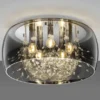 Kristall LED Deckenleuchte Glas Chrom verspiegelt & Rauchglas Optik, Ø 50cm