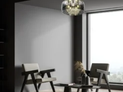 Kristall LED Deckenleuchte Glas Chrom verspiegelt & Rauchglas Optik, Ø 50cm