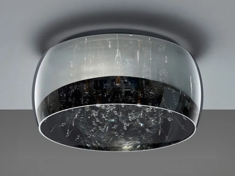 Kristall LED Deckenleuchte Glas Chrom verspiegelt & Rauchglas Optik, Ø 50cm