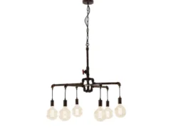 Kronleuchter AMARCORD 6-flammig Wasserrohr Optik Rost, Ø 71cm