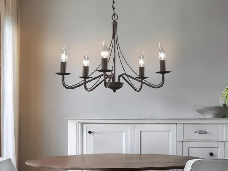 Kronleuchter COUNTRY Landhaus 5-flammig Metall in Rostoptik Ø 55cm