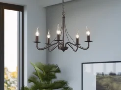 Kronleuchter COUNTRY Landhaus 5-flammig Metall in Rostoptik Ø 55cm
