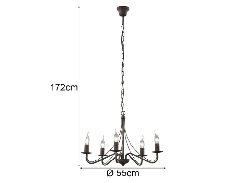 Kronleuchter COUNTRY Landhaus 5-flammig Metall in Rostoptik Ø 55cm