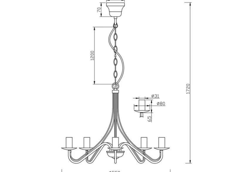 Kronleuchter COUNTRY Landhaus 5-flammig Metall in Rostoptik Ø 55cm