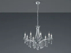 Kronleuchter Lüster LUCERNA Silber mit Kristallbehang, 8-flammig Ø 68cm