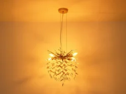 Kronleuchter QUEENA Gold 4-flammig mit Glas Kristall 2-farbig Ø 40cm