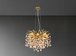 Kronleuchter QUEENA Gold 8-flammig mit Glas Kristall 2-farbig Ø 60cm