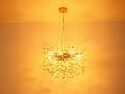 Kronleuchter QUEENA Gold 8-flammig mit Glas Kristall 2-farbig Ø 60cm