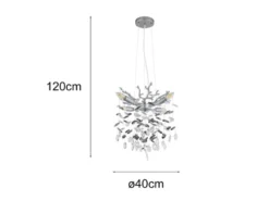 Kronleuchter QUEENA Silber 4-flammig mit Glas Kristall 2-farbig Ø 40cm