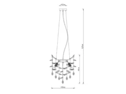 Kronleuchter QUEENA Silber 4-flammig mit Glas Kristall 2-farbig Ø 40cm