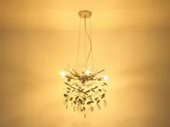Kronleuchter QUEENA Silber 4-flammig mit Glas Kristall 2-farbig Ø 40cm