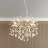 Kronleuchter QUEENA Silber 8-flammig mit Glas Kristall 2-farbig Ø 60cm
