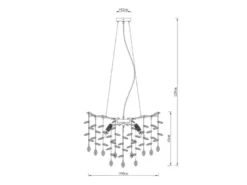 Kronleuchter QUEENA Silber 8-flammig mit Glas Kristall 2-farbig Ø 60cm