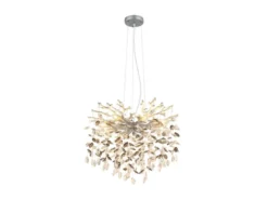 Kronleuchter QUEENA Silber 8-flammig mit Glas Kristall 2-farbig Ø 60cm