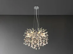 Kronleuchter QUEENA Silber 8-flammig mit Glas Kristall 2-farbig Ø 60cm
