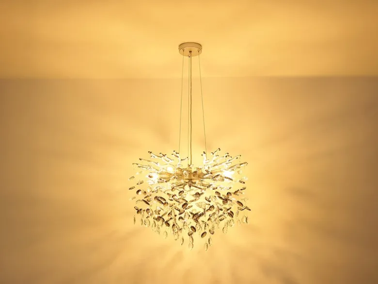 Kronleuchter QUEENA Silber 8-flammig mit Glas Kristall 2-farbig Ø 60cm