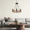 Kronleuchter ULLEU 6-flammig mit Hanfseil Ring, Ø 50cm
