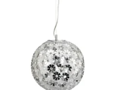 Kugel-Pendelleuchte aus verchromten Aluminiumblumen, stilvolles Design, Ø 30cm