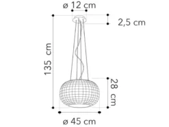 Kugel Pendelleuchte CONCERT Chrom mit Glas Kristallen, Ø 45cm