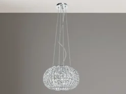 Kugel Pendelleuchte CONCERT Chrom mit Glas Kristallen, Ø 45cm