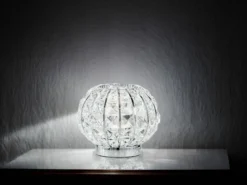 Kugel Tischleuchte CONCERT Chrom mit Glas Kristallen, Ø 20cm