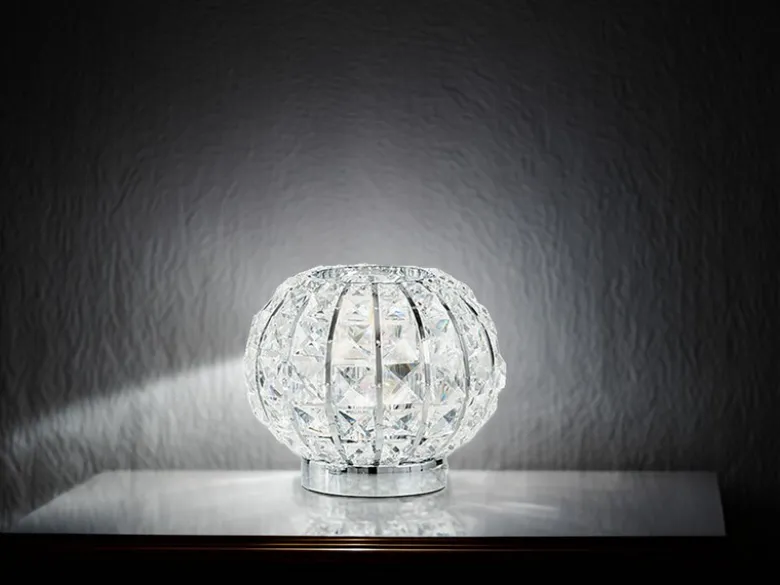 Kugel Tischleuchte CONCERT Chrom mit Glas Kristallen, Ø 20cm