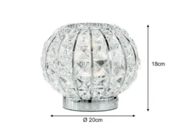 Kugel Tischleuchte CONCERT Chrom mit Glas Kristallen, Ø 20cm