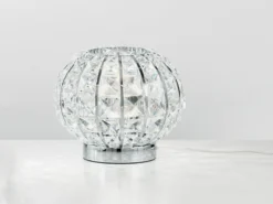 Kugel Tischleuchte CONCERT Chrom mit Glas Kristallen, Ø 20cm