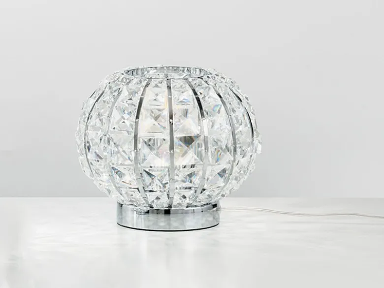 Kugel Tischleuchte CONCERT Chrom mit Glas Kristallen, Ø 20cm