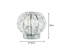 Kugel Tischleuchte CONCERT Chrom mit Glas Kristallen, Ø 16cm