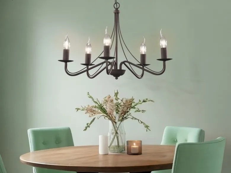 Landhaus LED Kronleuchter 5-flammig Metall in Rostoptik Ø 55cm