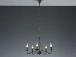 Landhaus LED Kronleuchter 5-flammig Metall in Rostoptik Ø 55cm