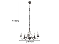 Landhaus LED Kronleuchter 5-flammig Metall in Rostoptik Ø 55cm