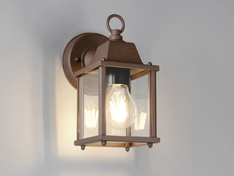 Landhausstil Außenwandleuchte MIRANDE, Wandlaterne Rostbraun, Höhe 22cm