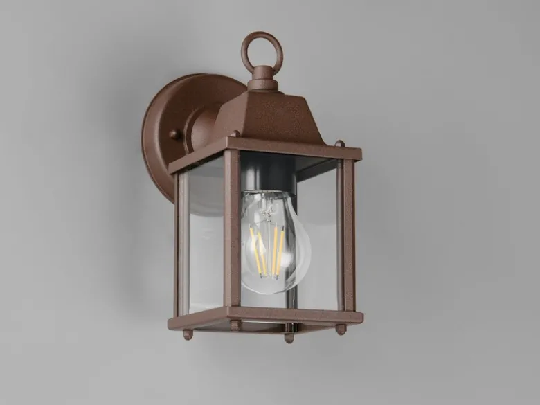Landhausstil Außenwandleuchte MIRANDE, Wandlaterne Rostbraun, Höhe 22cm