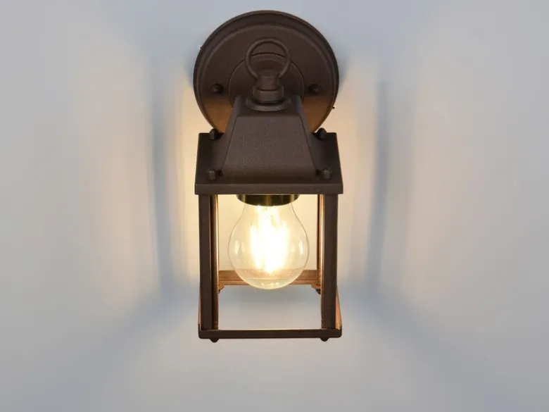 Landhausstil Außenwandleuchte MIRANDE, Wandlaterne Rostbraun, Höhe 22cm