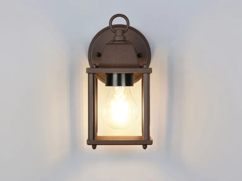 Landhausstil Außenwandleuchte MIRANDE, Wandlaterne Rostbraun, Höhe 22cm