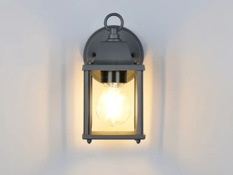 Landhausstil Außenwandleuchte MIRANDE, Wandlaterne Anthrazit, Höhe 22cm