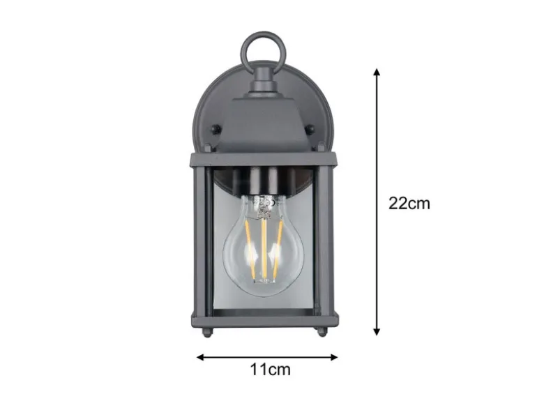 Landhausstil Außenwandleuchte MIRANDE, Wandlaterne Anthrazit, Höhe 22cm