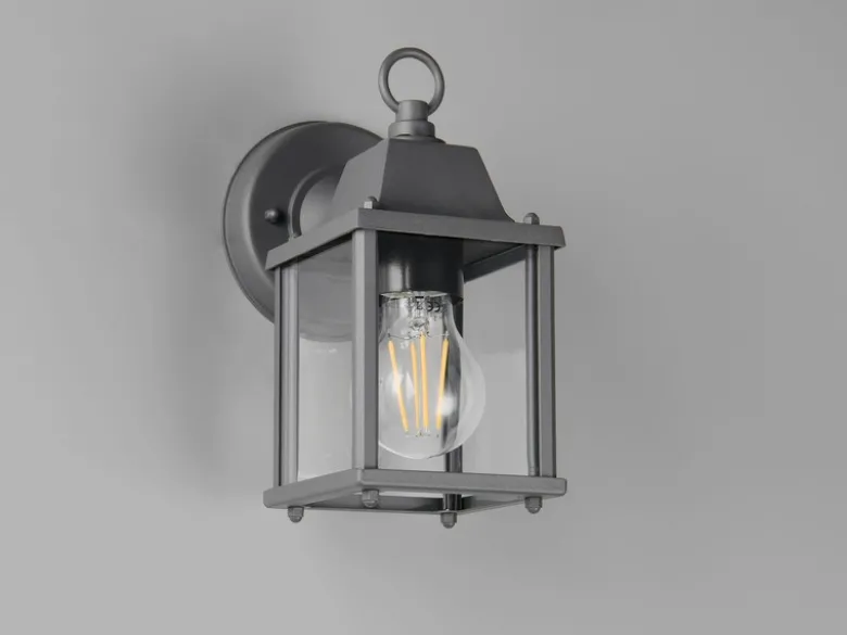 Landhausstil Außenwandleuchte MIRANDE, Wandlaterne Anthrazit, Höhe 22cm