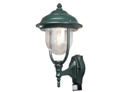 Landhausstil Außenwandleuchte PARMA Grün mit Bewegungsmelder, Höhe 48cm